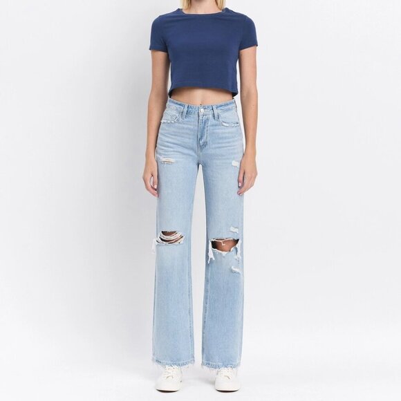 029 - 90'S Vintage Super High Rise Flare Jeans in  Western Promise - Picture 1 of 4